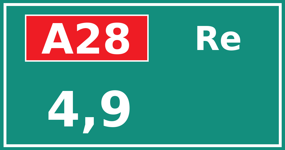 Hectometerbord A28 4,9 zijde Re