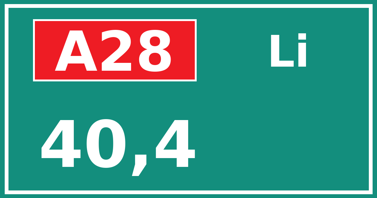 Hectometerbord A28 40,4 zijde Li