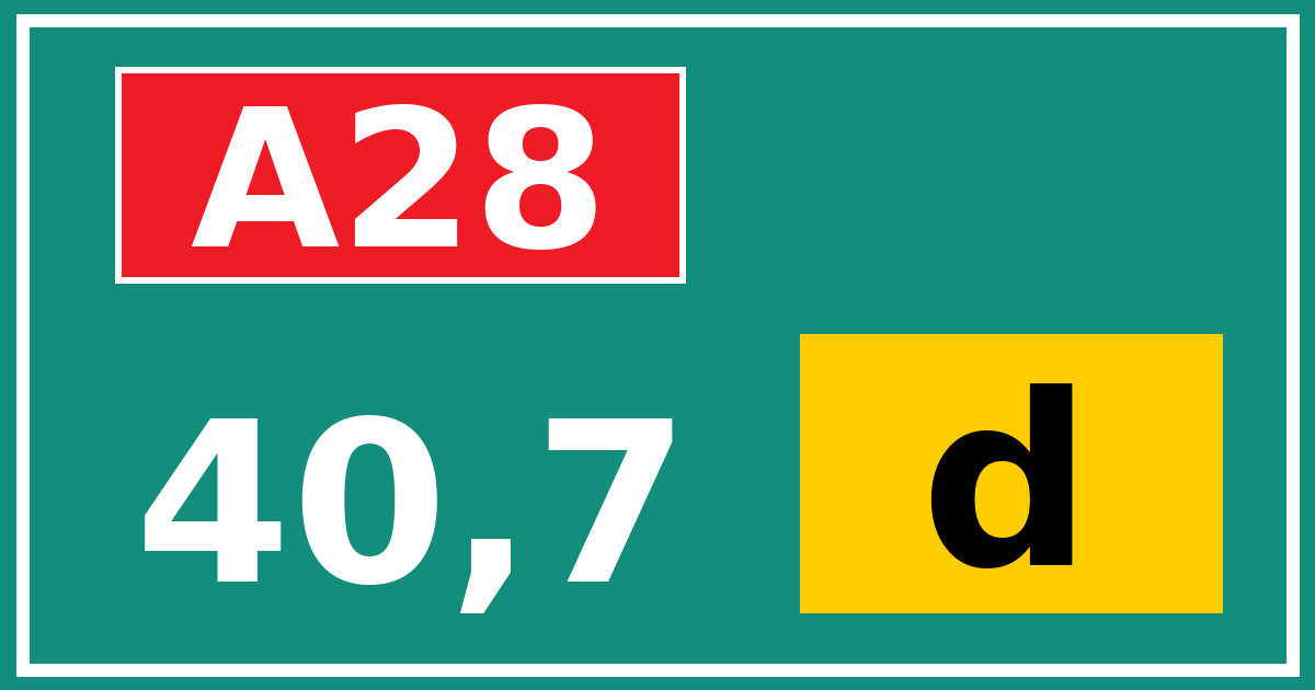 Hectometerbord A28 40,7 letter d