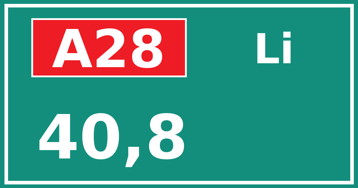 Hectometerbord A28 40,8 zijde Li