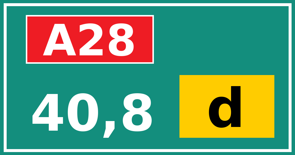 Hectometerbord A28 40,8 letter d