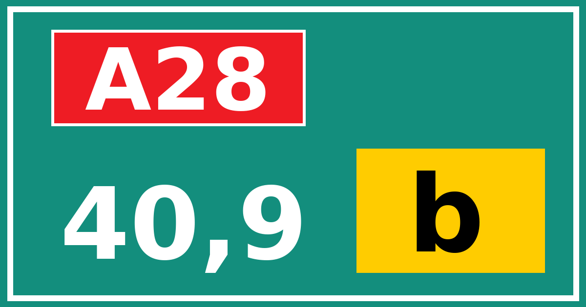 Hectometerbord A28 40,9 letter b