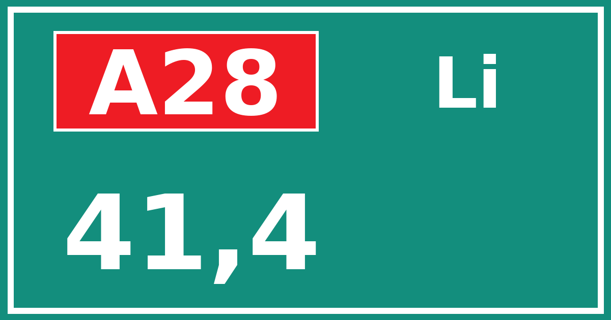 Hectometerbord A28 41,4 zijde Li