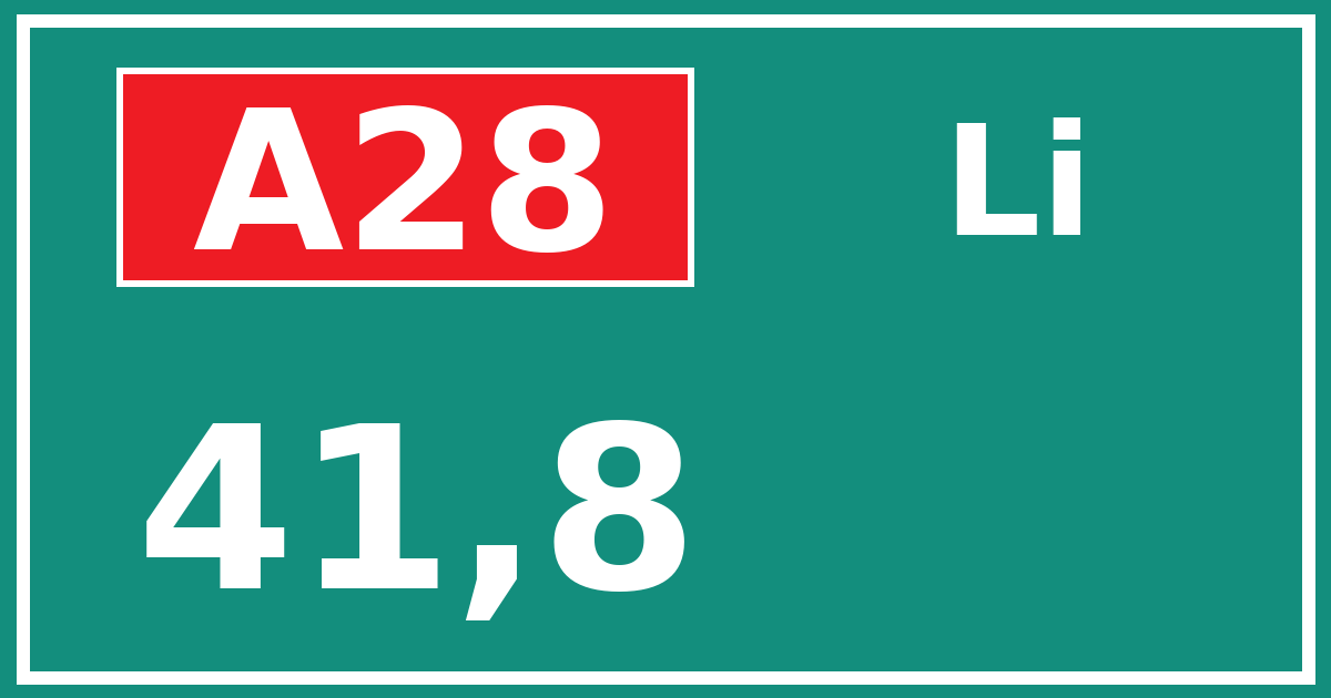 Hectometerbord A28 41,8 zijde Li