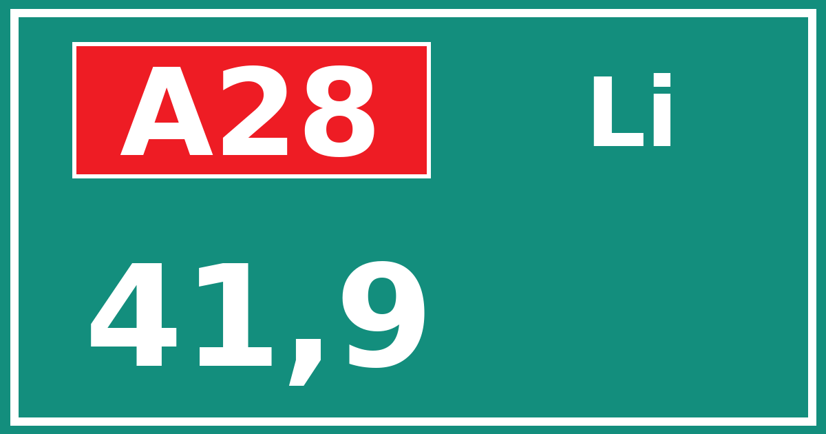 Hectometerbord A28 41,9 zijde Li