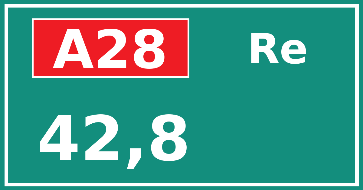 Hectometerbord A28 42,8 zijde Re
