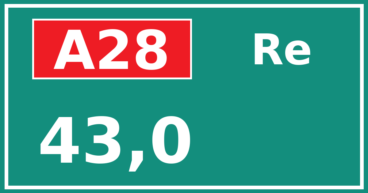 Hectometerbord A28 43,0 zijde Re