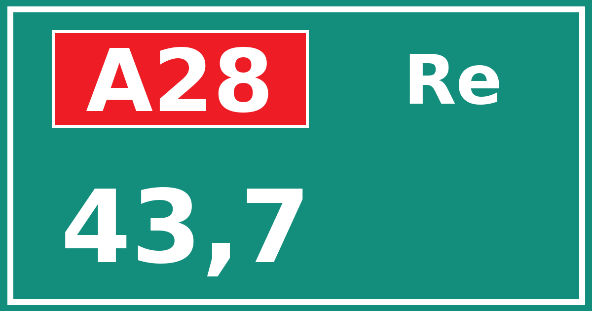 Hectometerbord A28 43,7 zijde Re