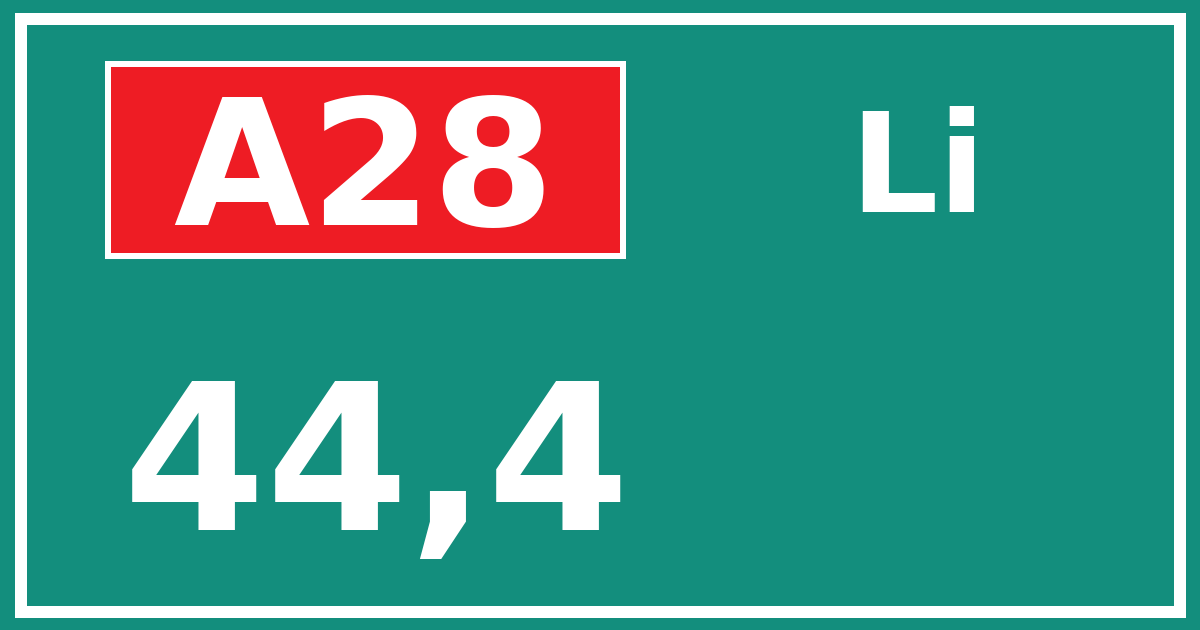 Hectometerbord A28 44,4 zijde Li