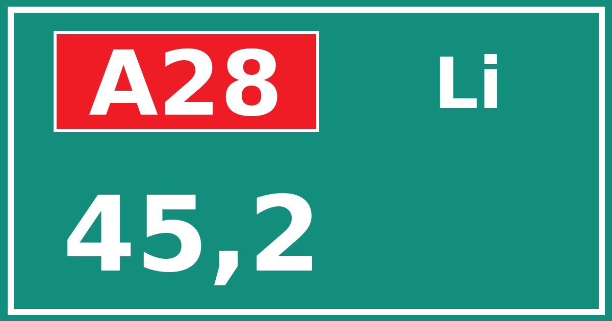 Hectometerbord A28 45,2 zijde Li