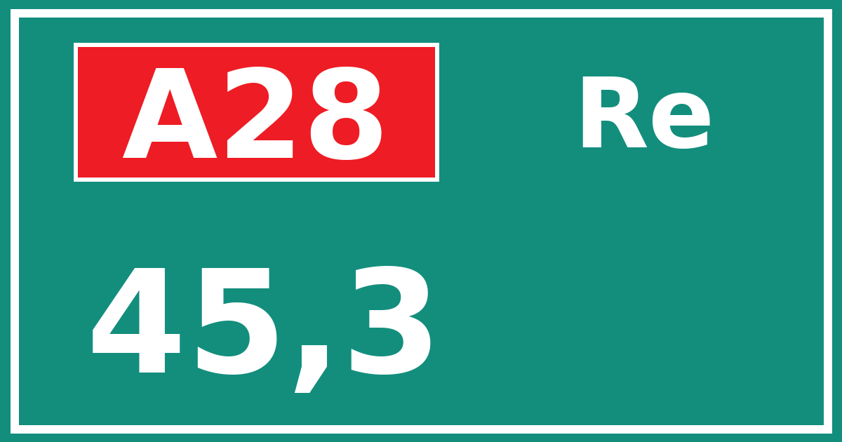 Hectometerbord A28 45,3 zijde Re