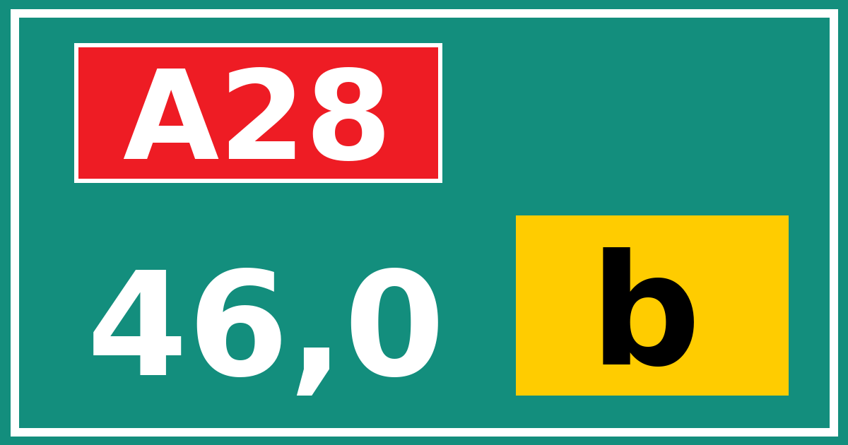 Hectometerbord A28 46,0 letter b