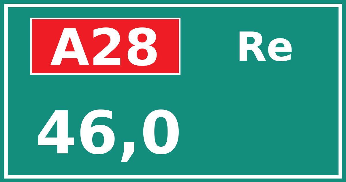 Hectometerbord A28 46,0 zijde Re