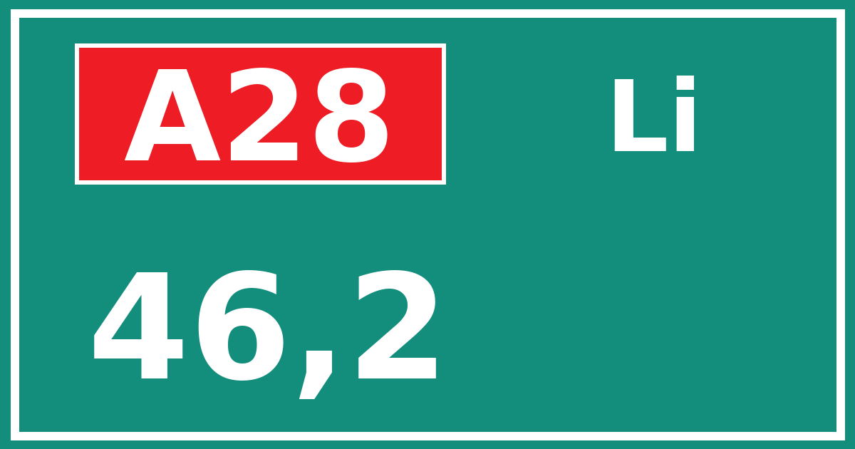 Hectometerbord A28 46,2 zijde Li
