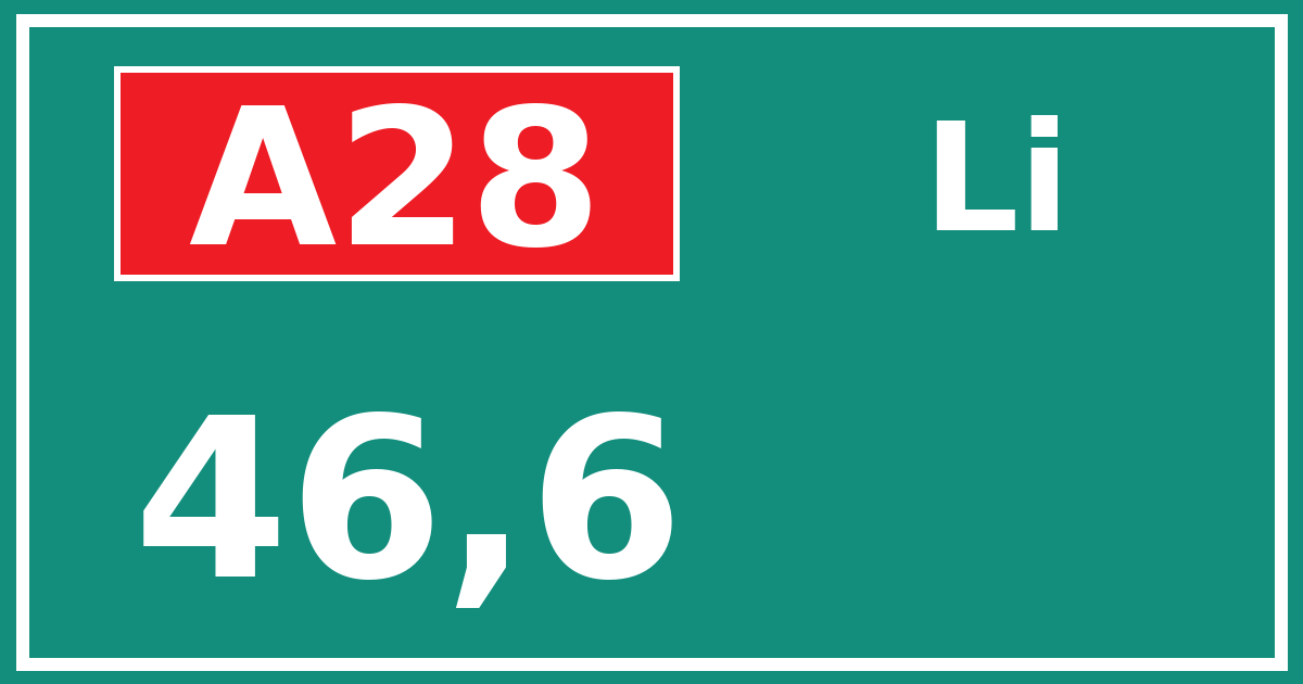 Hectometerbord A28 46,6 zijde Li
