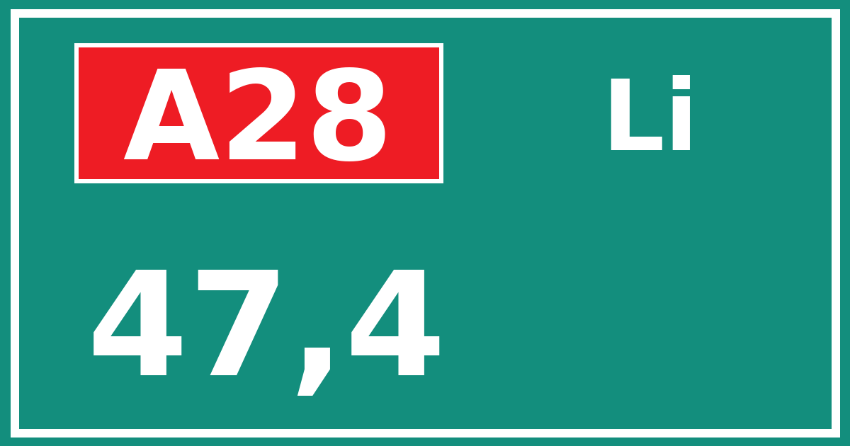 Hectometerbord A28 47,4 zijde Li