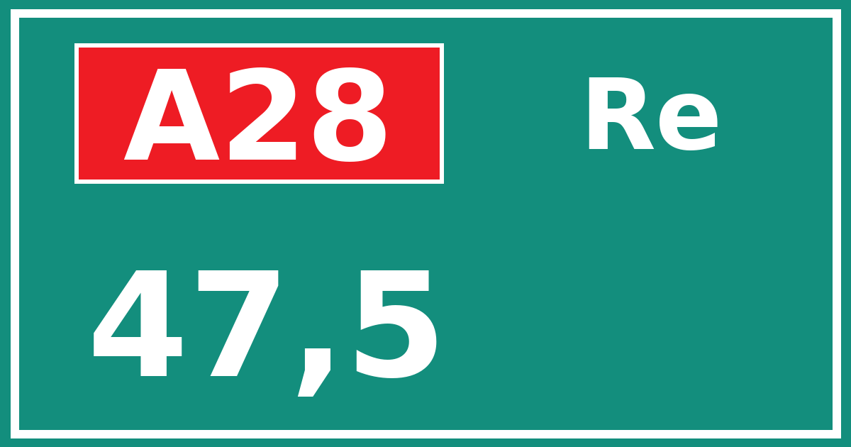 Hectometerbord A28 47,5 zijde Re