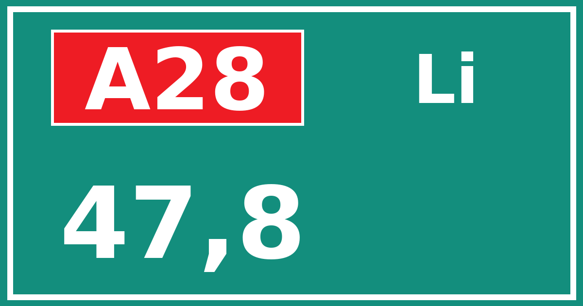 Hectometerbord A28 47,8 zijde Li