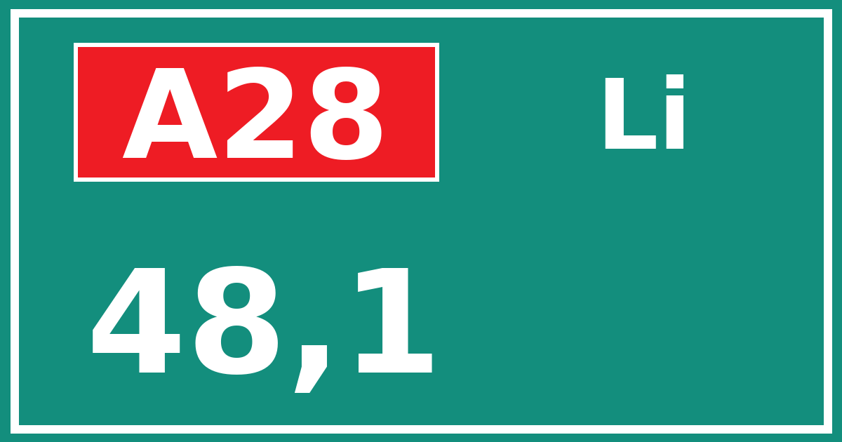 Hectometerbord A28 48,1 zijde Li