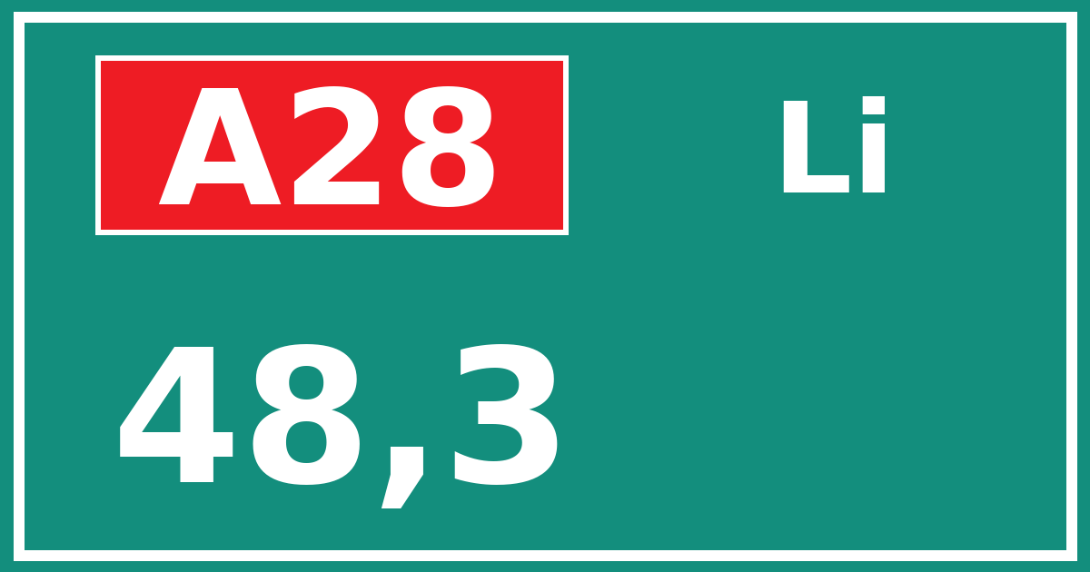Hectometerbord A28 48,3 zijde Li
