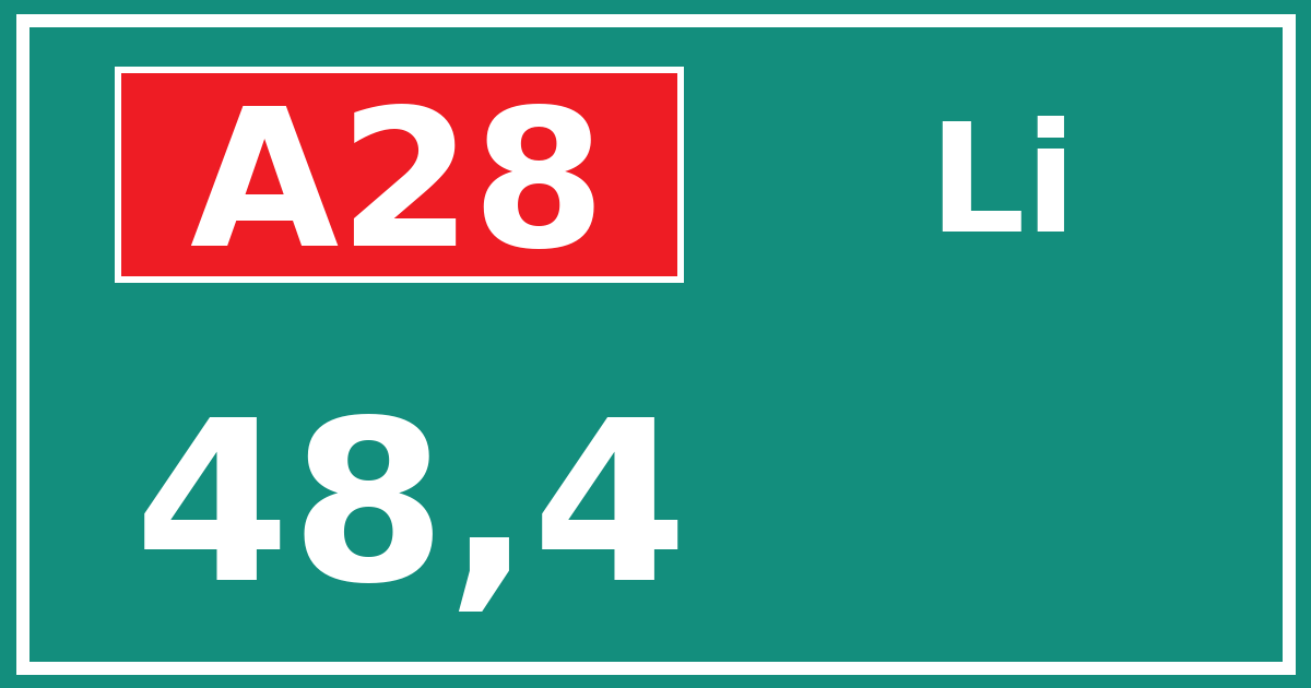 Hectometerbord A28 48,4 zijde Li