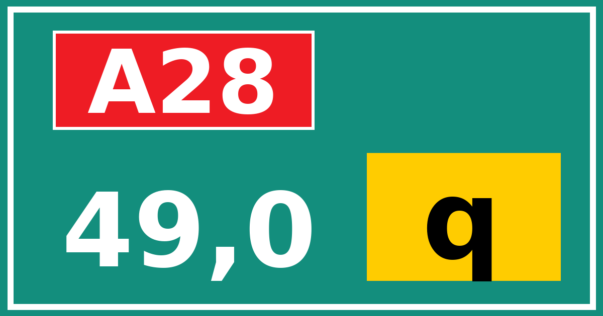 Hectometerbord A28 49,0 letter q
