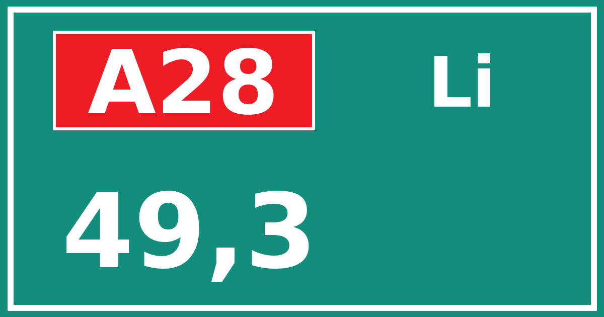 Hectometerbord A28 49,3 zijde Li