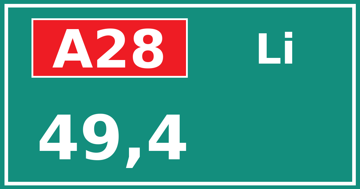 Hectometerbord A28 49,4 zijde Li