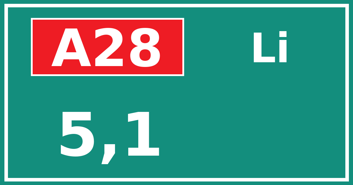 Hectometerbord A28 5,1 zijde Li
