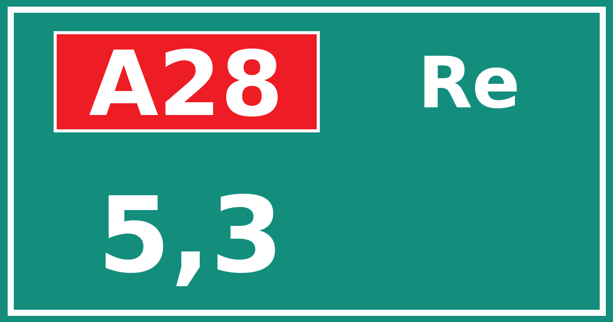 Hectometerbord A28 5,3 zijde Re