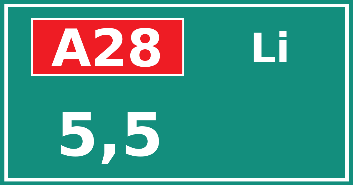 Hectometerbord A28 5,5 zijde Li