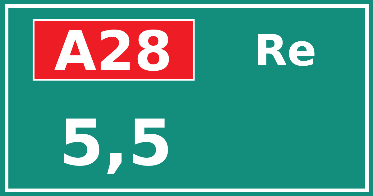 Hectometerbord A28 5,5 zijde Re