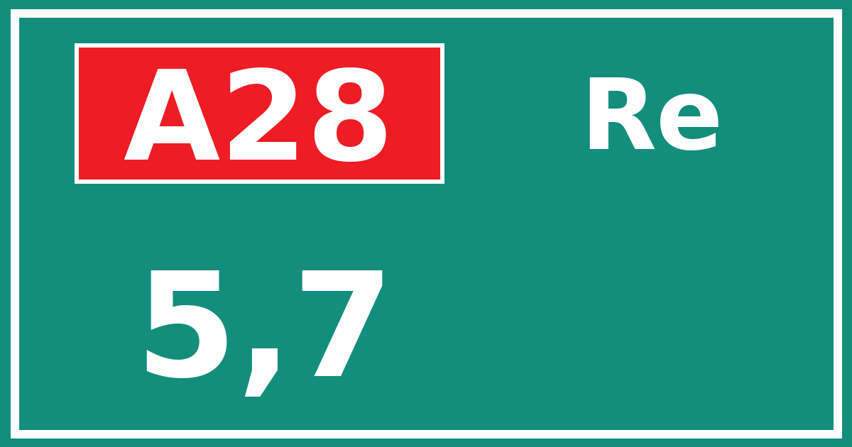 Hectometerbord A28 5,7 zijde Re