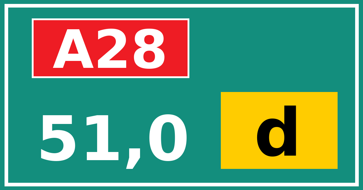 Hectometerbord A28 51,0 letter d