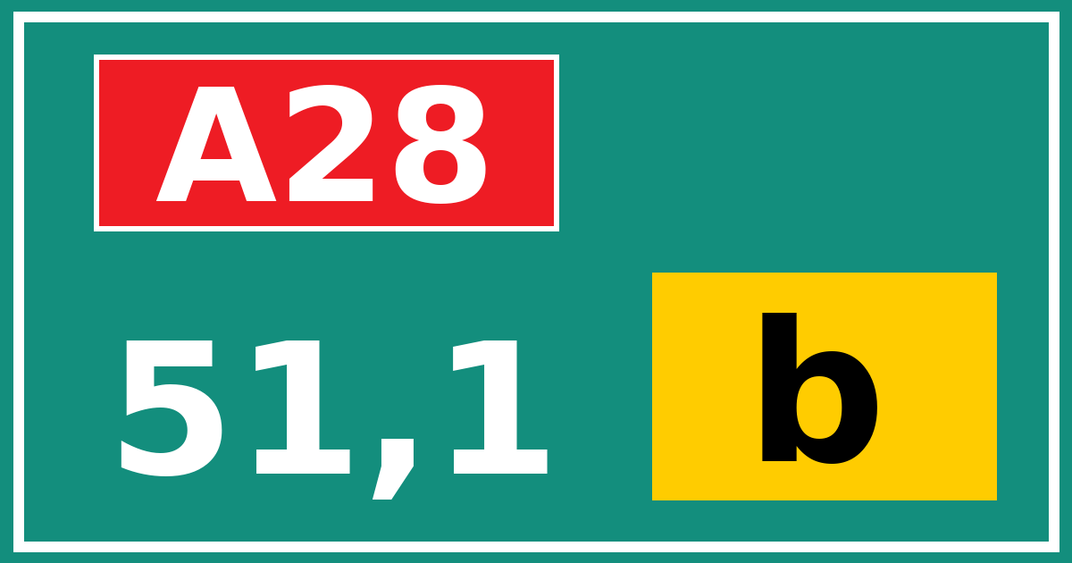 Hectometerbord A28 51,1 letter b