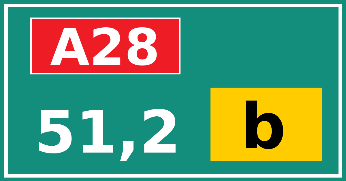 Hectometerbord A28 51,2 letter b