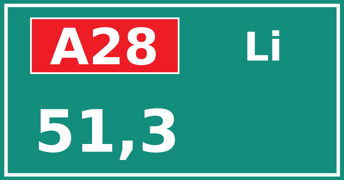 Hectometerbord A28 51,3 zijde Li