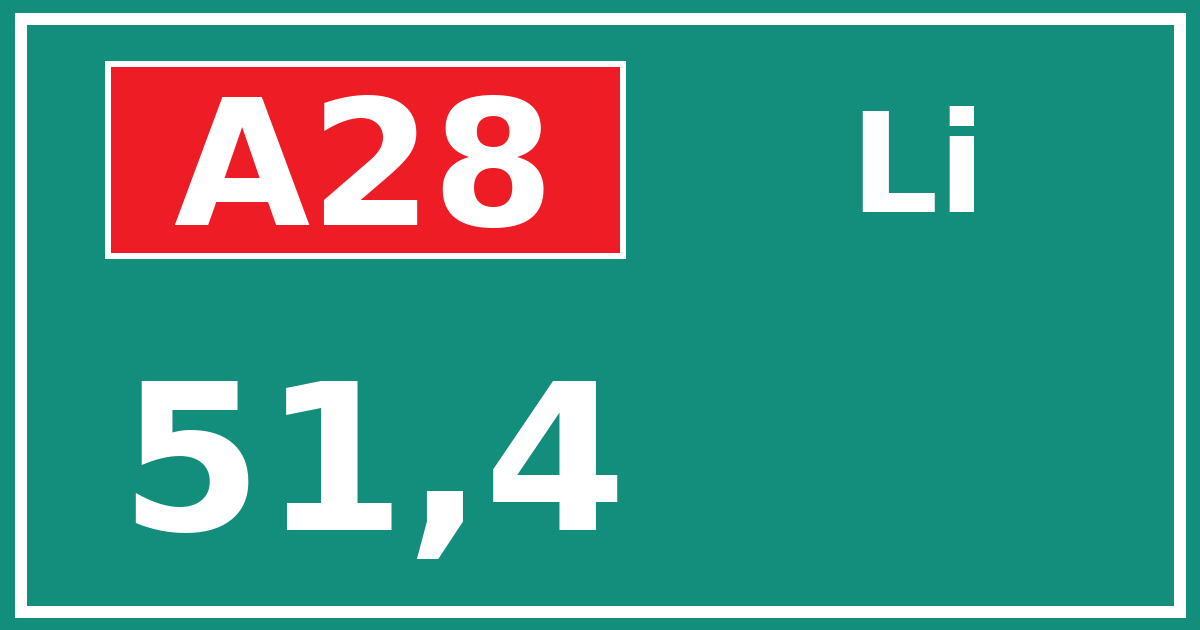 Hectometerbord A28 51,4 zijde Li
