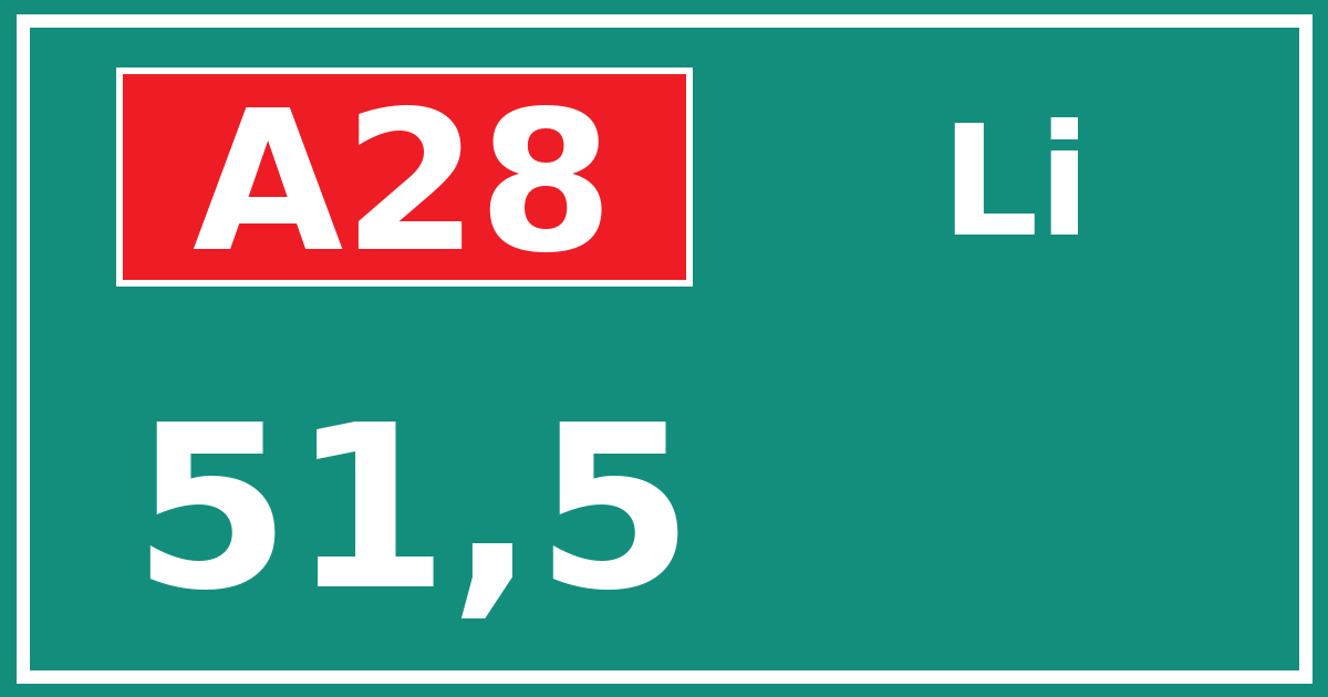 Hectometerbord A28 51,5 zijde Li