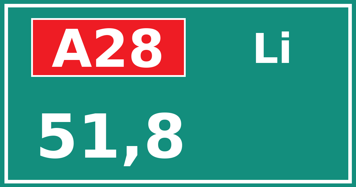 Hectometerbord A28 51,8 zijde Li