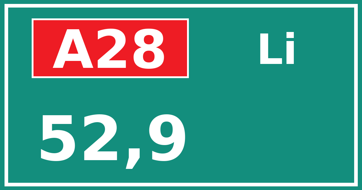 Hectometerbord A28 52,9 zijde Li