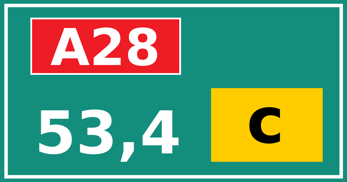 Hectometerbord A28 53,4 letter c