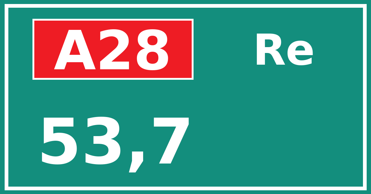 Hectometerbord A28 53,7 zijde Re