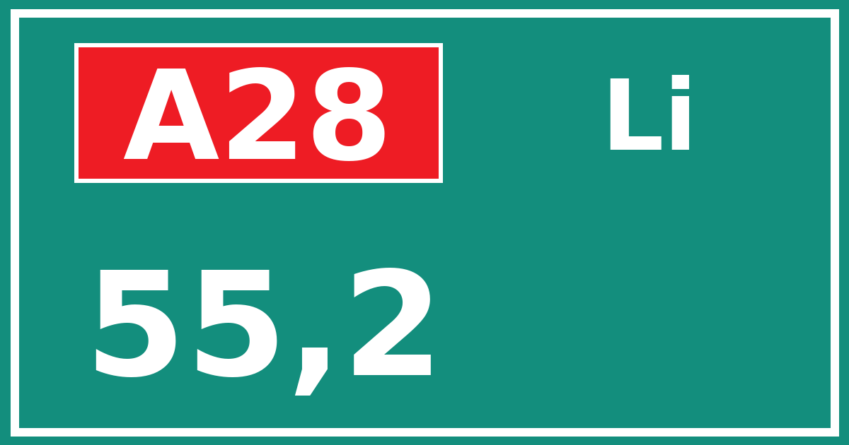 Hectometerbord A28 55,2 zijde Li