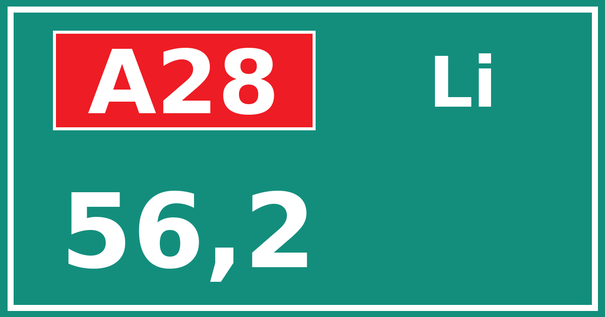 Hectometerbord A28 56,2 zijde Li