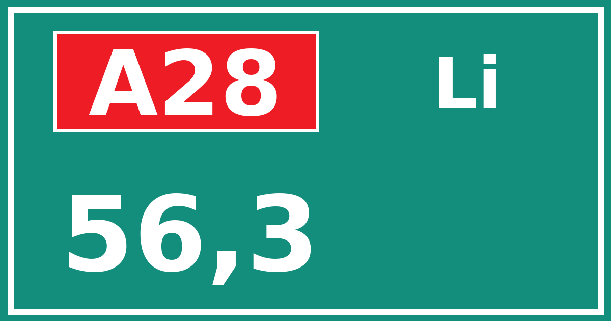 Hectometerbord A28 56,3 zijde Li