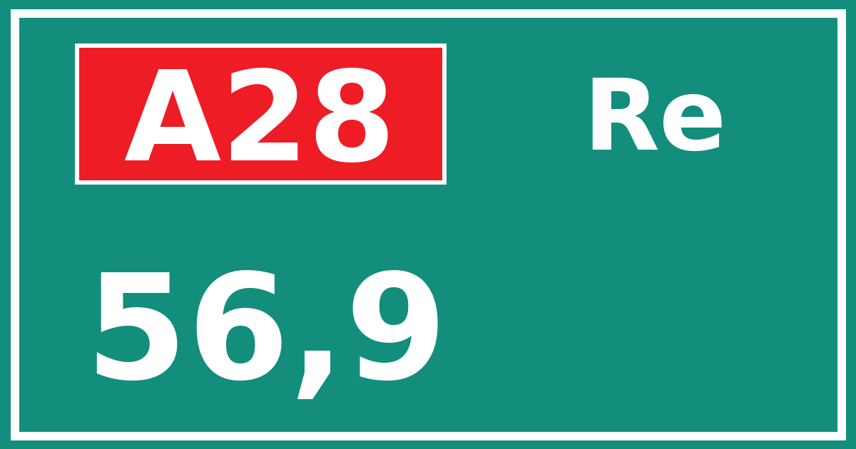 Hectometerbord A28 56,9 zijde Re
