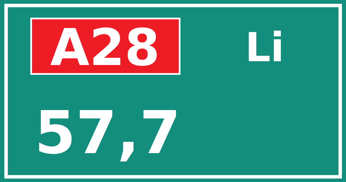 Hectometerbord A28 57,7 zijde Li