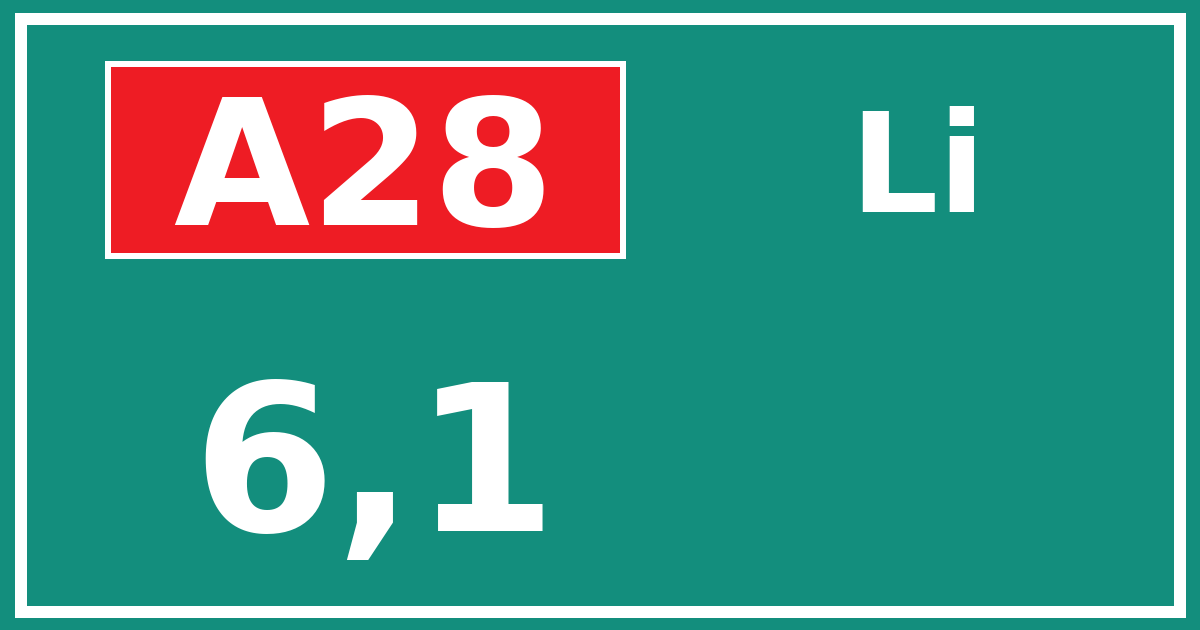 Hectometerbord A28 6,1 zijde Li