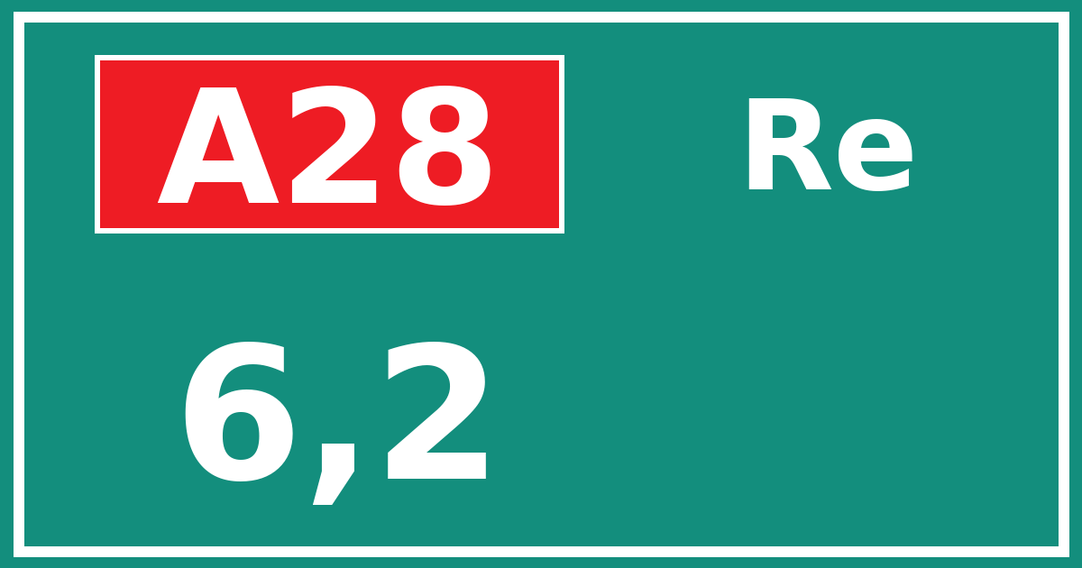 Hectometerbord A28 6,2 zijde Re